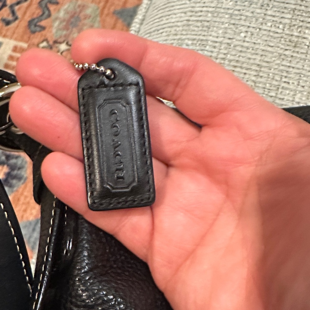 Coach Black Leather Shoulder Bag with Scarf Accent - Picture 7 of 8